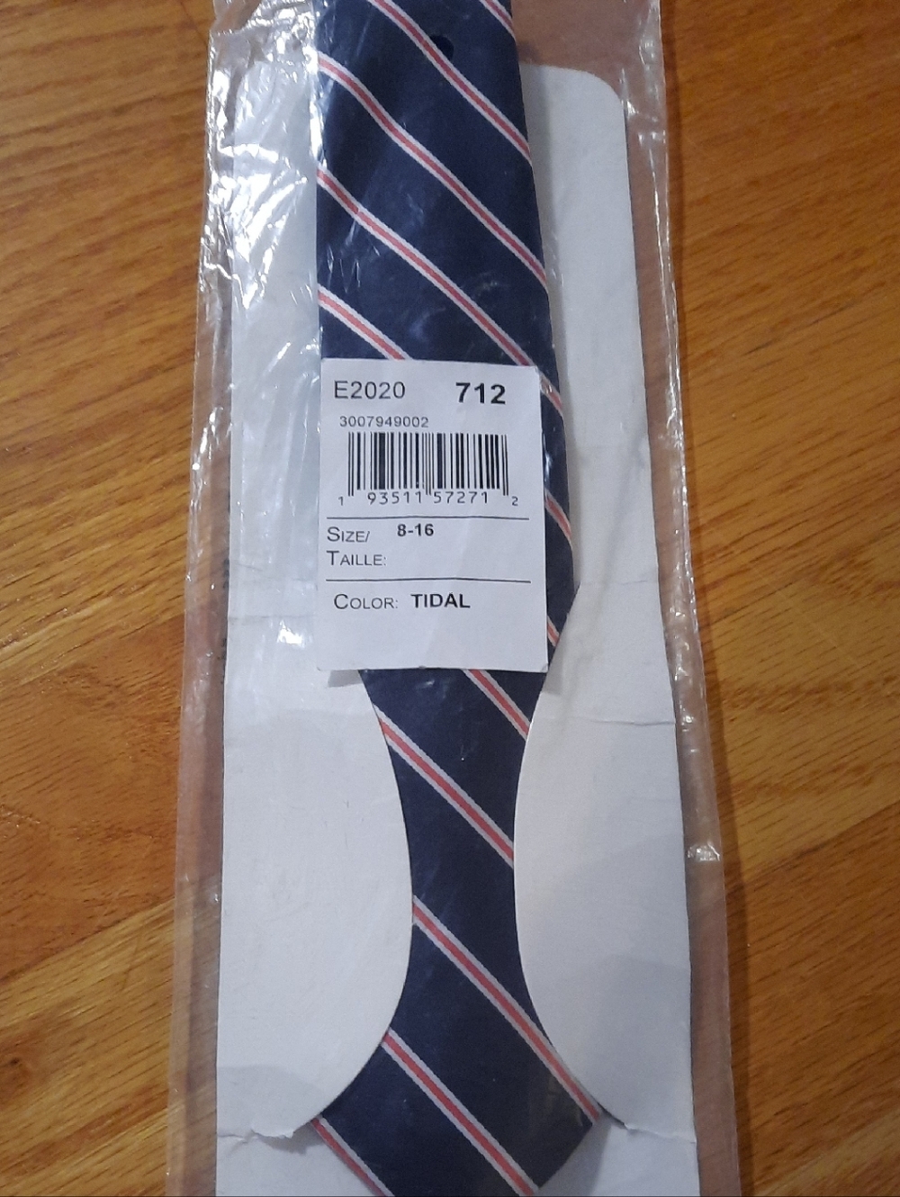 Nwt Childrens Placw Striped Neck Tie in Navy Tidal - Boy's Formal Accessory